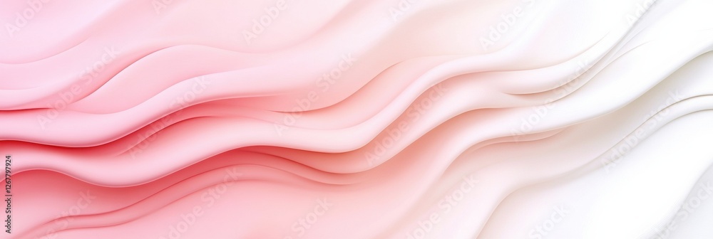Poster Soft pink and white flowing waves in a gentle gradient design showcasing harmony and elegance. Generative AI