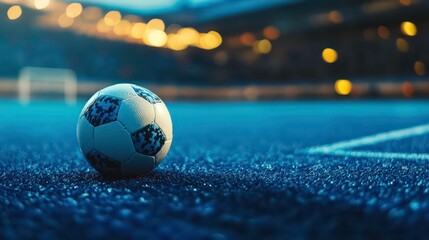 Soccer ball on field at night