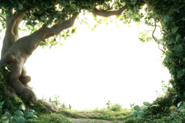  a green tree frame isolated on a transparent background