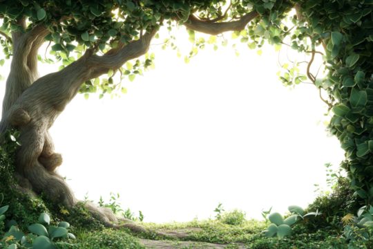  a green tree frame isolated on a transparent background