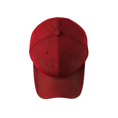 Red Baseball Cap, Overhead View, Blank Template