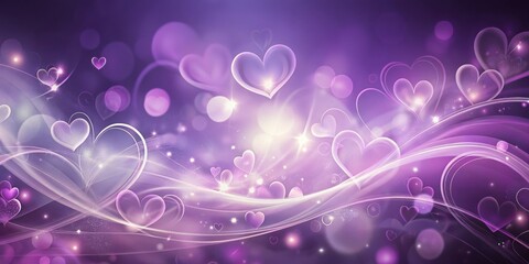 Abstract Lavender Heart Background with Glowing Lights and Swirls