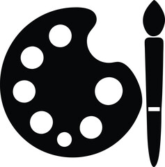 Paint Brush and Palette  icon isolated on transparent background