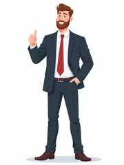 A Businessman Stands Confidently With A Thumbs Up On A Plain White Background In A Professional Pose. 00001