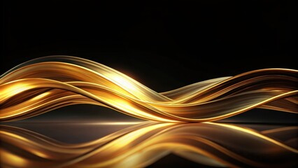 Abstract Gold Wave Reflection on a Black Background