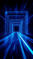Fototapeta premium High-tech abstract grid with shimmering lights and motion blur, representing fast-moving data flow in a futuristic digital world