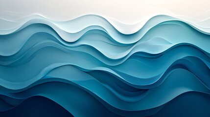 Fototapeta premium A serene abstract representation of layered ocean waves in varying shades of blue, creating a calming and fluid visual.