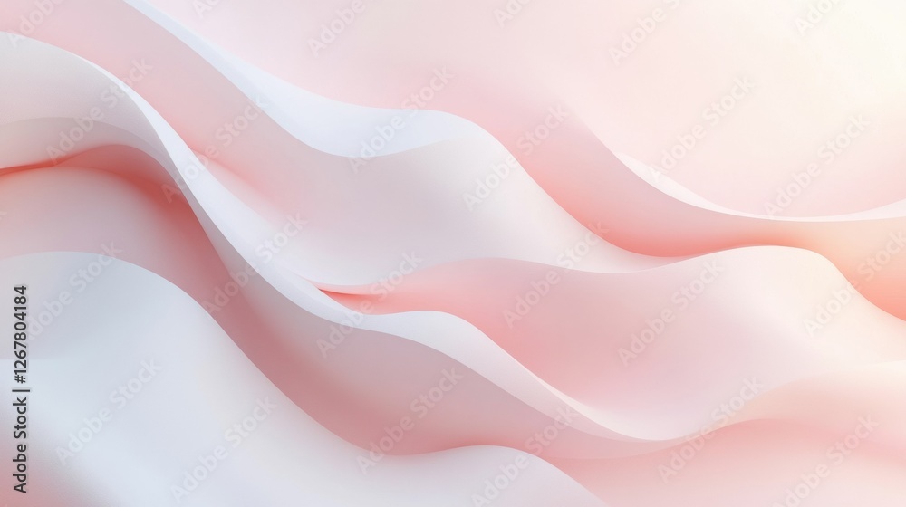 Fototapete soft curves and gentle waves create an abstract textile pattern in light pink and white hues. genera