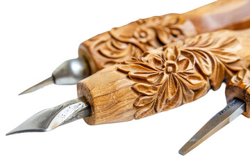 Precision carving tools for detailed printmaking and block carving isolated on transparent background