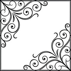 calligraphy Floral Corner Frame Design vector illustration