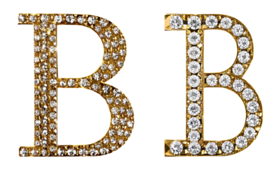Letter B gold 3d and encrusted with diamonds b png clipart cutout transparent isolated