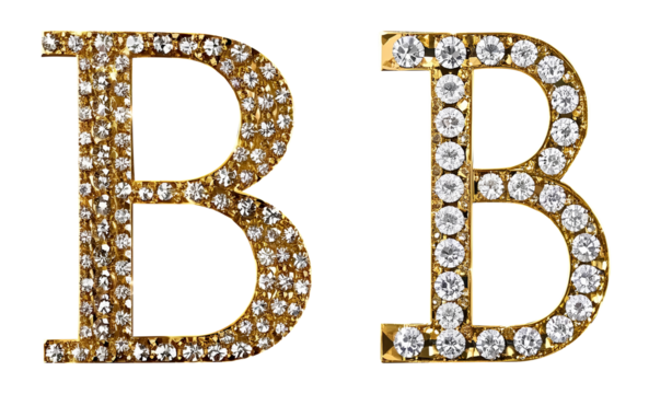 Letter B gold 3d and encrusted with diamonds b png clipart cutout transparent isolated