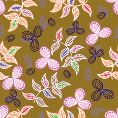 Vintage seamless floral pattern. Liberty style background of small pastel colorful flowers. Small flowers scattered over a white background. Stock vector for printing on surfaces