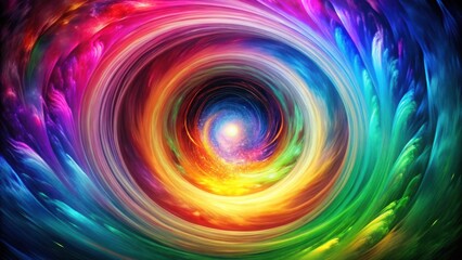 Obraz premium Cosmic Spiral of Color A Whirlwind of Vivid Hues Converging Towards a Glimmering Galactic Center