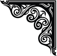 Abstract Floral Corner Border on White background