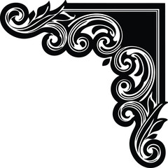 abstract corner  floral design on white background