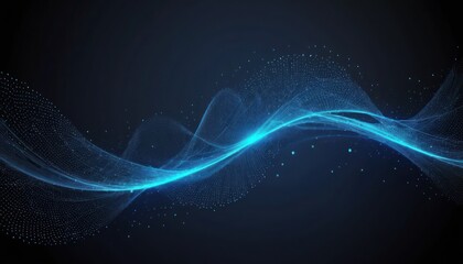 Futuristic blue fractal lines glow with energy in a digital wave motion design