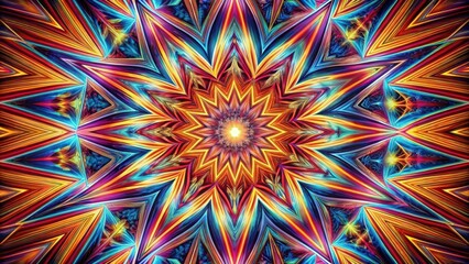 A kaleidoscope of vibrant colors in a mesmerizing pattern of symmetrical stars, creating a visual symphony of abstract beauty.