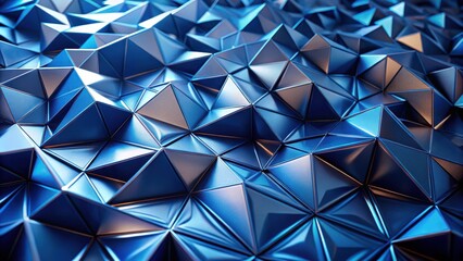 Abstract blue and silver geometric pattern with shimmering metallic triangles creating a dynamic and textured surface