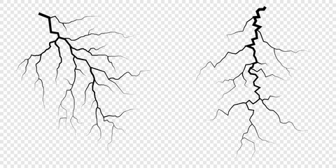 Obraz premium Lightning. Thunder storm realistic lightning. Bright light effects. Lightning bolt set Magic and bright light effects. Set of thunder and lightnings. Lightning energy discharge effect isolated.
