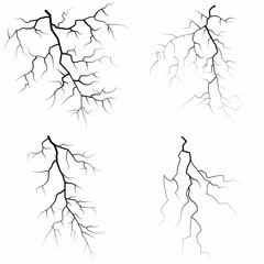 Obraz premium Lightning. Thunder storm realistic lightning. Bright light effects. Lightning bolt set Magic and bright light effects. Set of thunder and lightnings. Lightning energy discharge effect isolated.