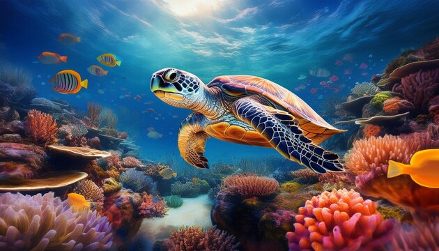 coral tourtle in the sea