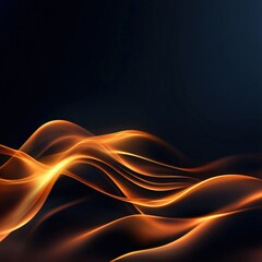 Abstract Golden Waves on Dark Background