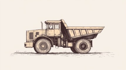 Obraz premium Vintage Dump Truck Illustration - Side View