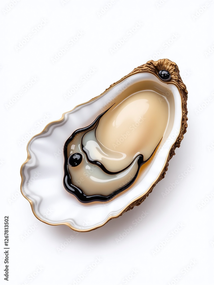 Poster a single fresh oyster is isolated against a clean and simple white background for optimal visibility