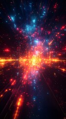 Fototapeta premium The Electric Harmony of Neon Lights: A Captivating Abstract Grid Exploring the Future of Space and Light