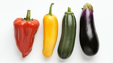 Colorful Vegetables On White Background. Possible Use Stock photo for food articles, cooking blogs, or healthy recipes