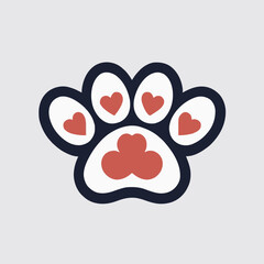 Stylized Paw Print with Hearts