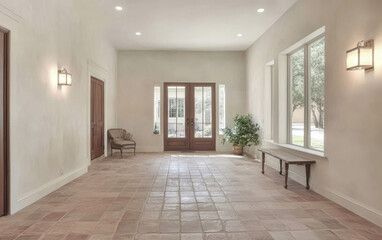 Obraz premium Spacious entryway with natural light and tile flooring in a modern home