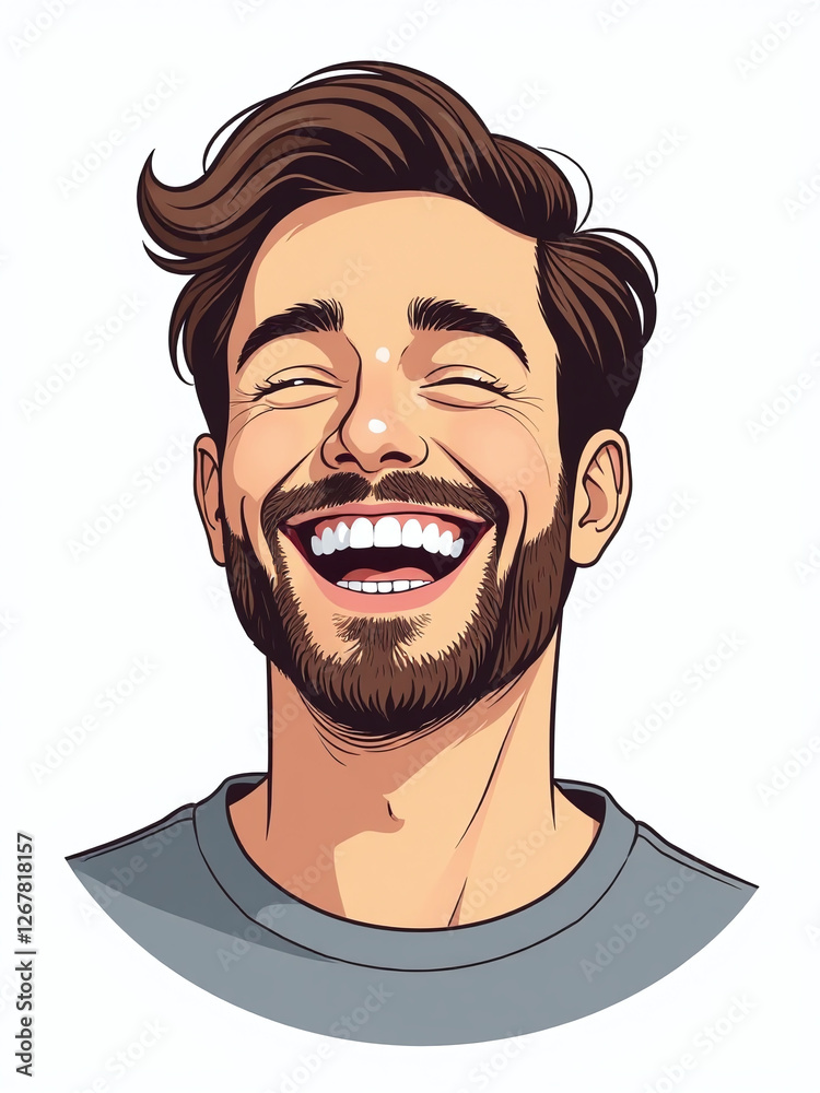 Aufkleber a smiling man laughs with a joyful expression, isolated against a clean white background in a portra