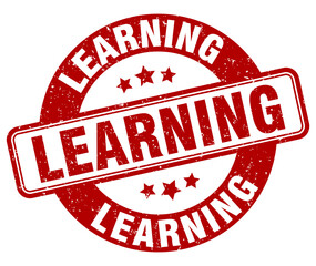 learning stamp. learning label. round grunge sign
