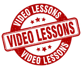 video lessons stamp. video lessons label. round grunge sign