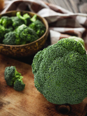 Rustic Fresh Broccoli and Cabbage, Organic and Healthy Ingredients