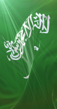 Saudi Arabia flag. 4K Vertical. Loop