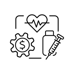 Reservation of medical resources black line icon.