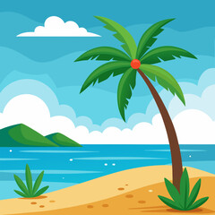 tropical island with palm trees