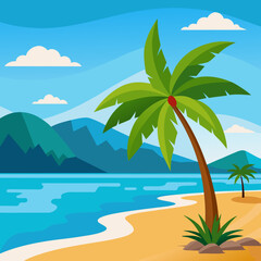 tropical island with palm trees