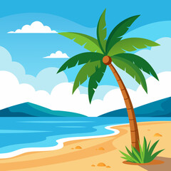 tropical island with palm trees