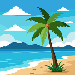 tropical beach with palm trees