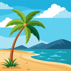tropical beach with palm trees