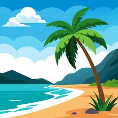 tropical beach with palm trees