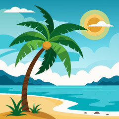tropical beach with palm trees