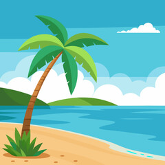 tropical beach with palm trees