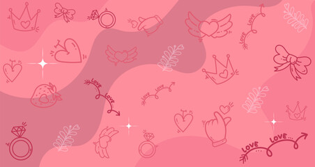 Background seamless pattern with whimsical romantic valentine element abstract for background for Valentine’s Day backdrop, card, banner, wallpaper, wrapping, print.