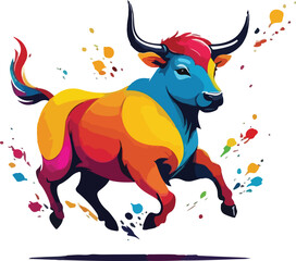 Colorful Ox vector design, Ox logo and icon Design, Ox vector design