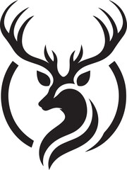 Tribal-Style Deer Head Vector Illustration in Black and White

